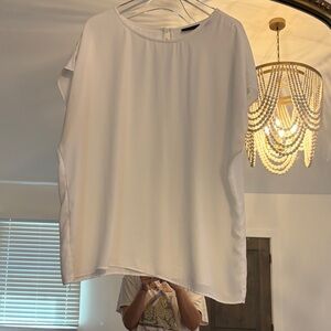 Halogen White Short-Sleeve Boxy Blouse